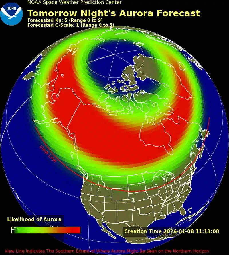 Aurora Borealis Forecast For January 8 Best Visibility In Northern Regions.