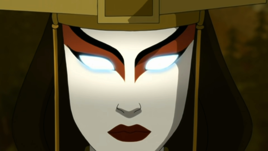 Avatar Kyoshi with glowing eyes in Avatar: The Last Airbender
