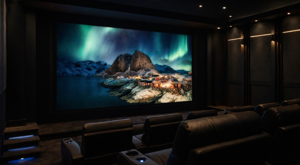 Barco Residential Runar Video Wall LED being used at ISE 2026 for the Luxury Immersion Cinema demo as baseline for DCI-grade LED video for immersive audio