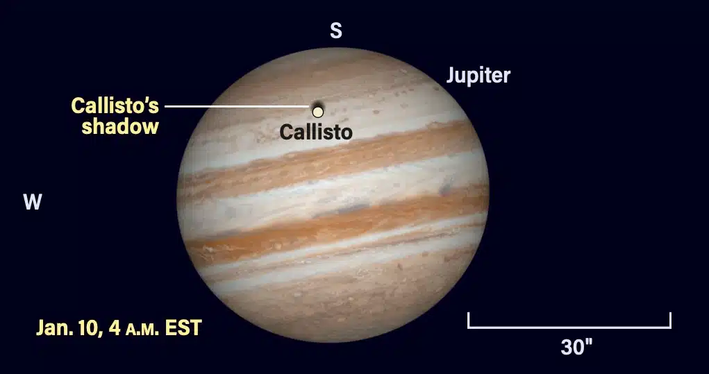 Callisto Casts Its Shadow On Jupiter’s Cloud Tops