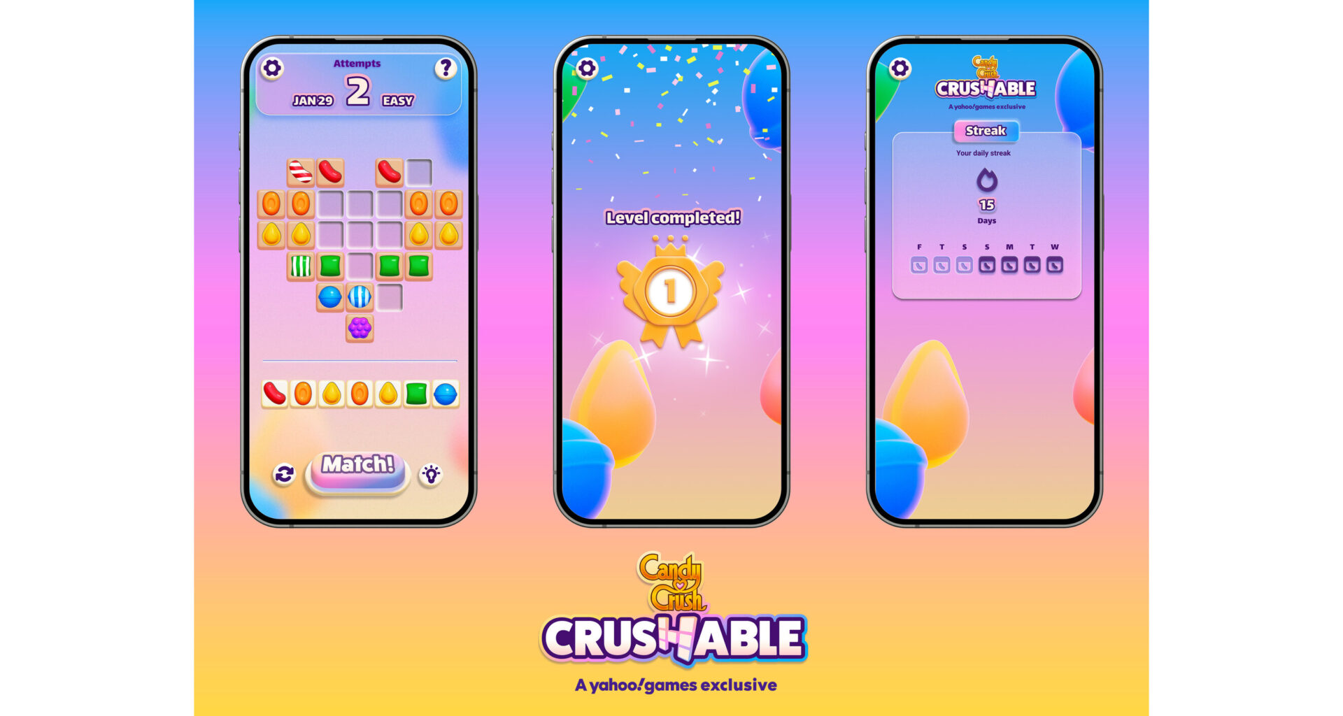 Candy Crush Launches Crushable, a New Game Designed for Everyday Play, Exclusively on Yahoo Games