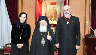 His Beatitude Patriarch Theophilos III Receives Albanian Prime Minister - Jerusalem Patriarchate