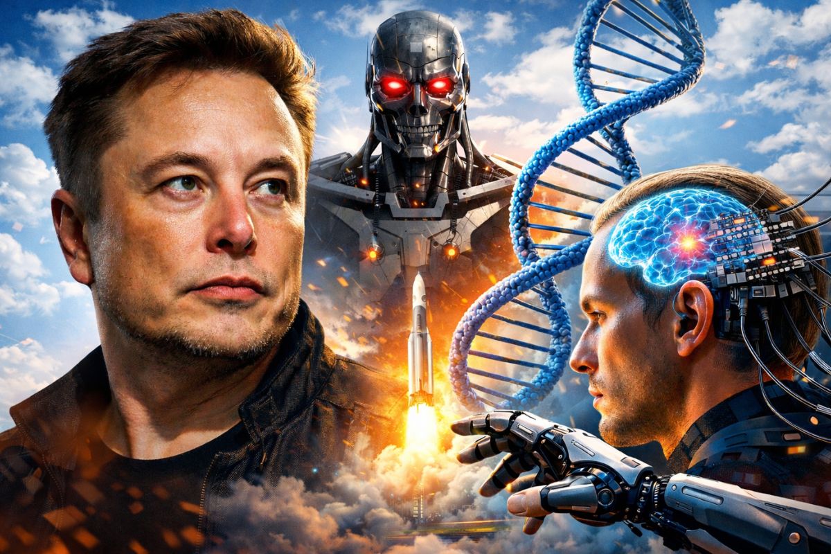 Elon Musk reveals the greatest challenges facing humanity, cites artificial intelligence as a central risk, defends advances in genetics, and predicts a direct brain-to-body connection.