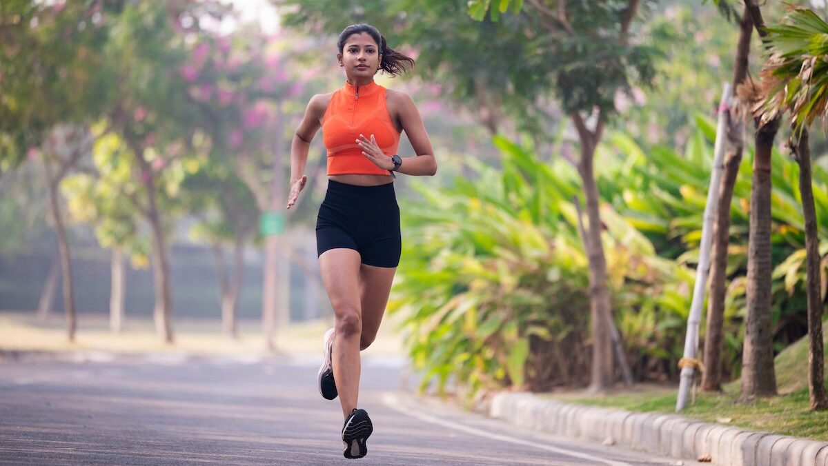 woman running in a park