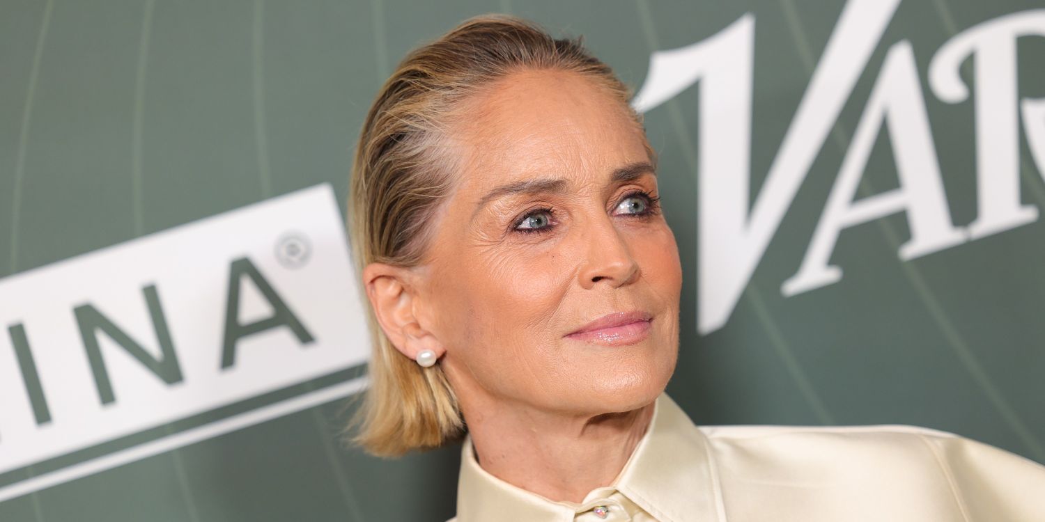 Sharon Stone, 67, Pairs Hip-High Slit Gown With Animal Print Lingerie