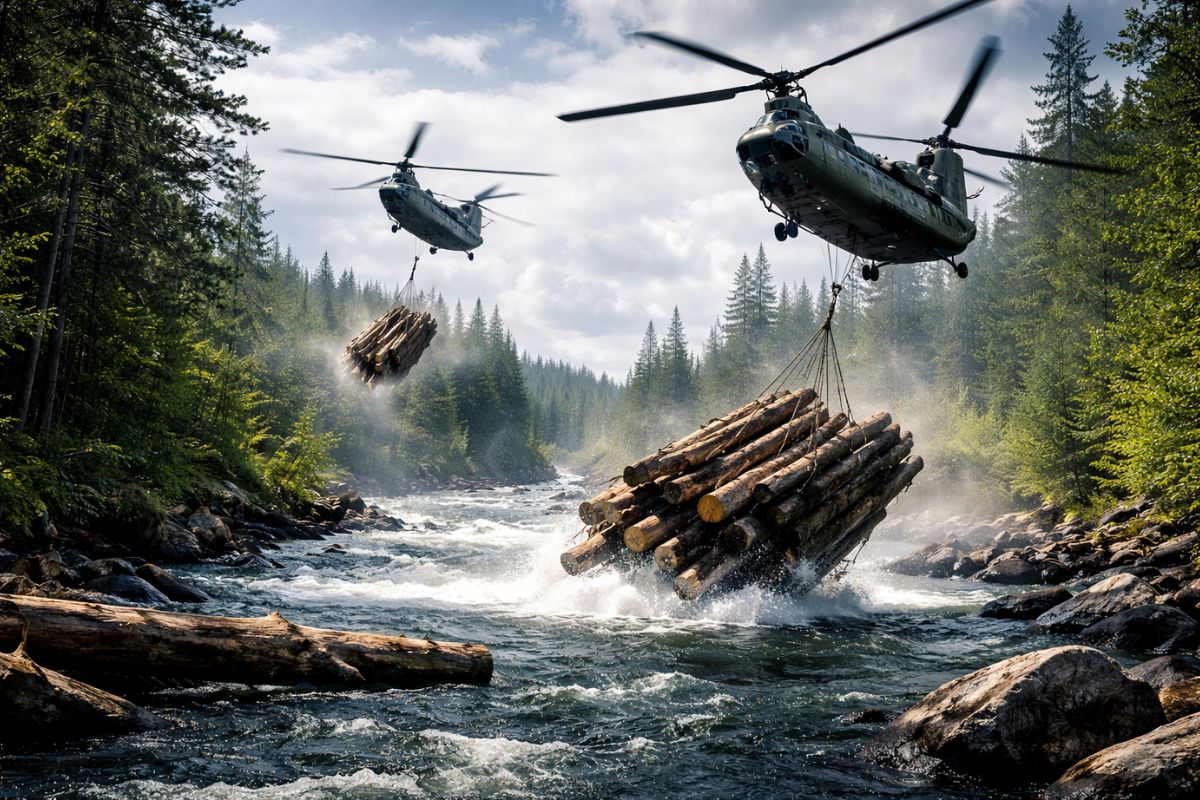 Rivers receive logs in a mega-restoration project that cools the water, recreates habitat, protects salmon, and tests new limits of environmental recovery.