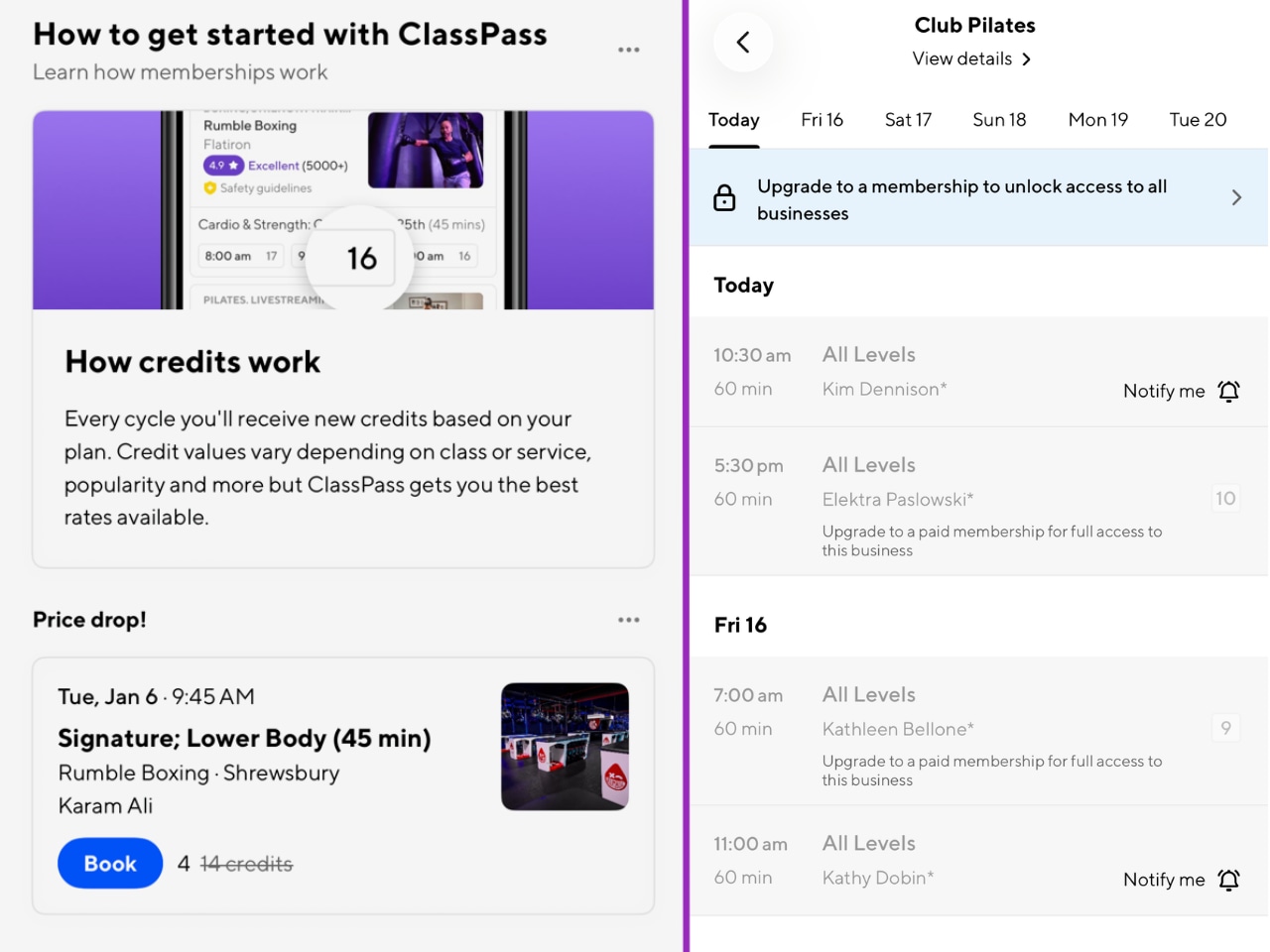 ClassPass Free Trial