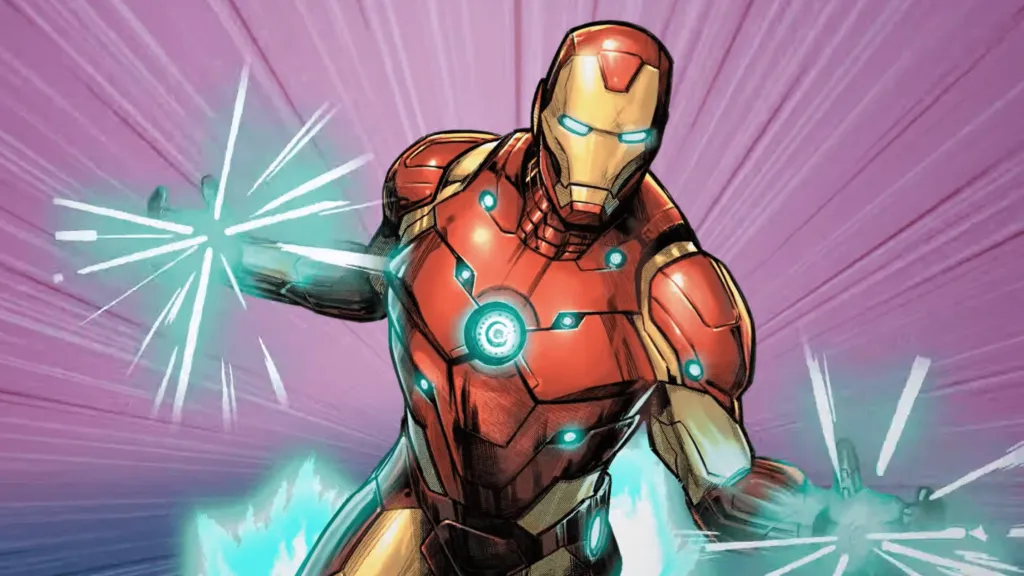 Iron Man with energy coming out of his repulsor projectors