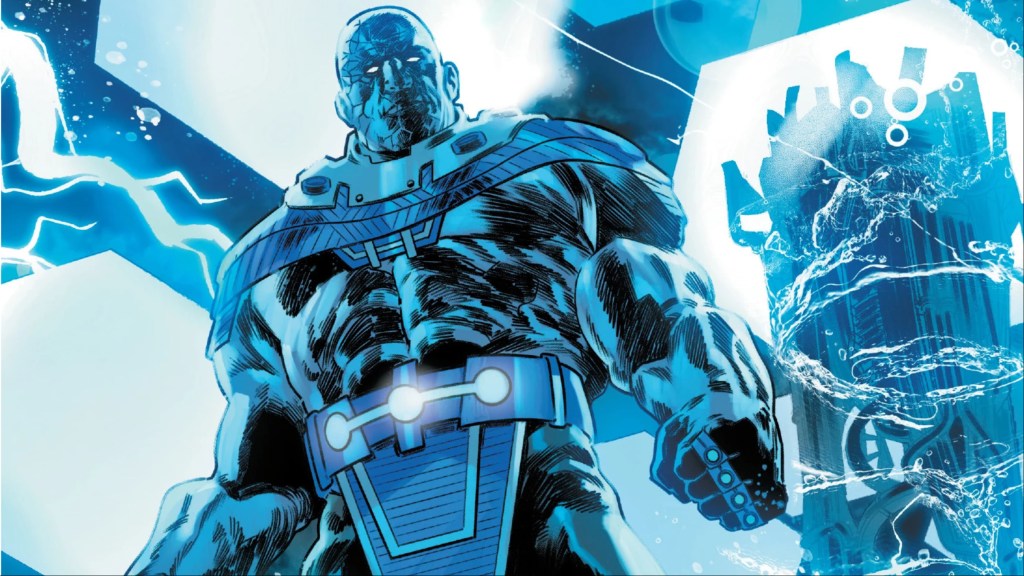 Uranos floating in the air surrounded by energy