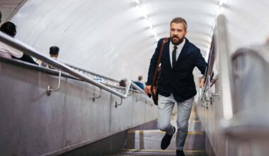 Man walking out of subway station