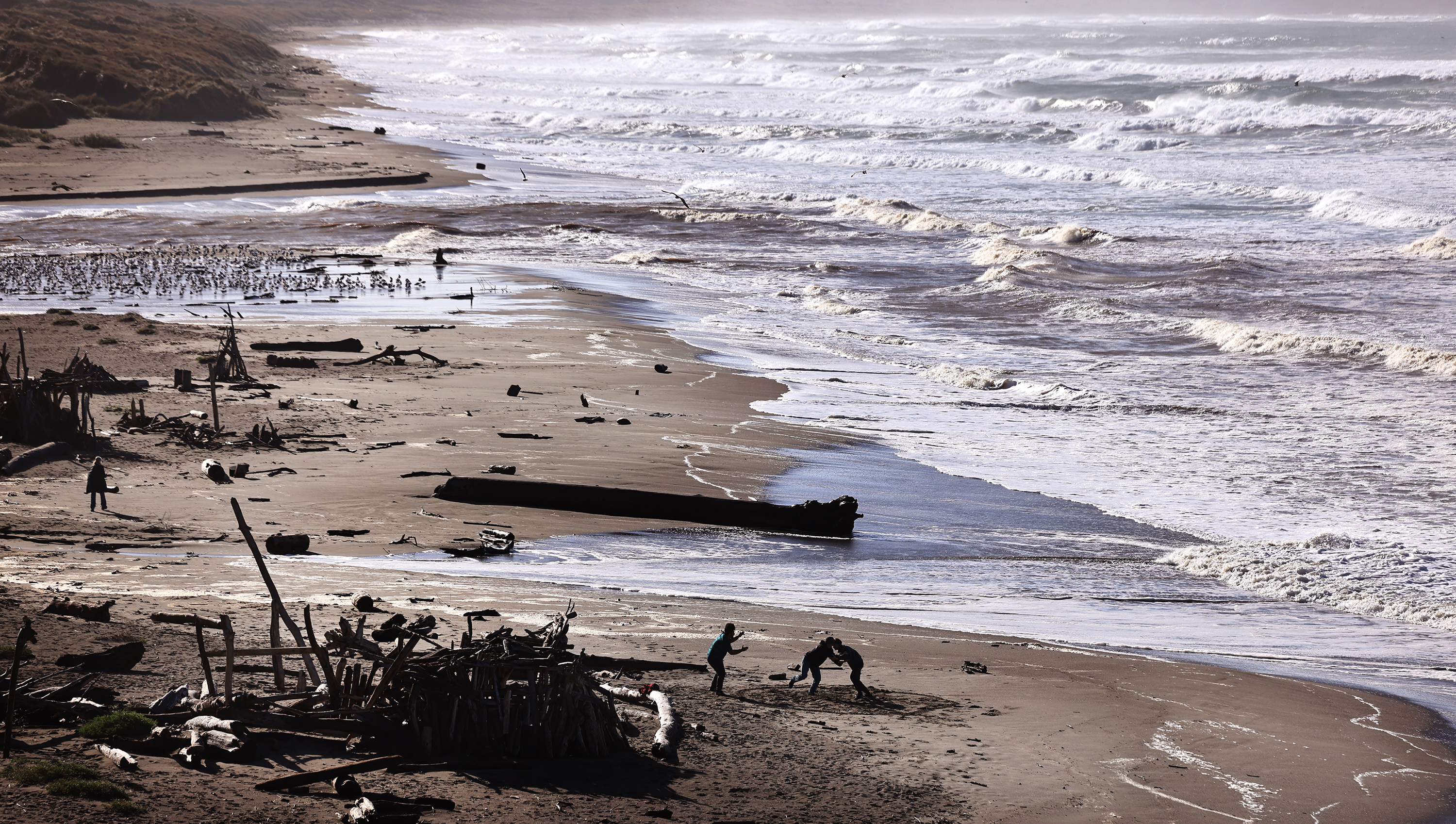 The king tide digs in to Salmon Creek State Beach,...