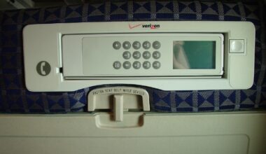 Airfone in the back of an aircraft seat