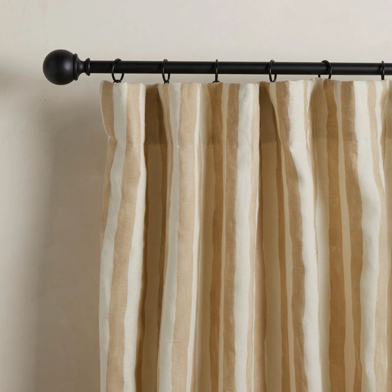 beige striped curtains