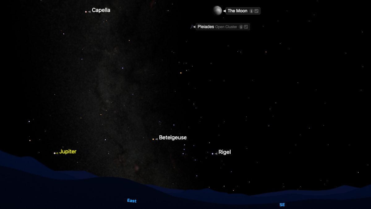 See the moon approach the Pleiades on Dec. 30.