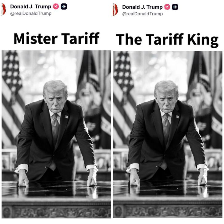 U.S. President Donald Trump calls himself 'Mister Tariff' and 'The Tariff King' in social media posts, Friday (local time). Captured from Trump's Truth Social account