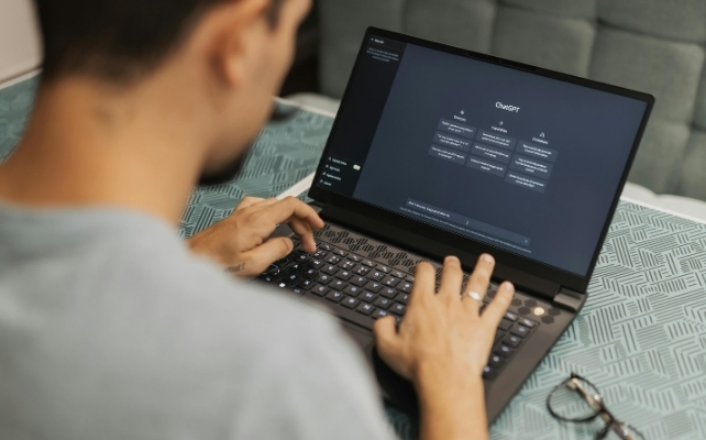 man with chatgpt on his laptop