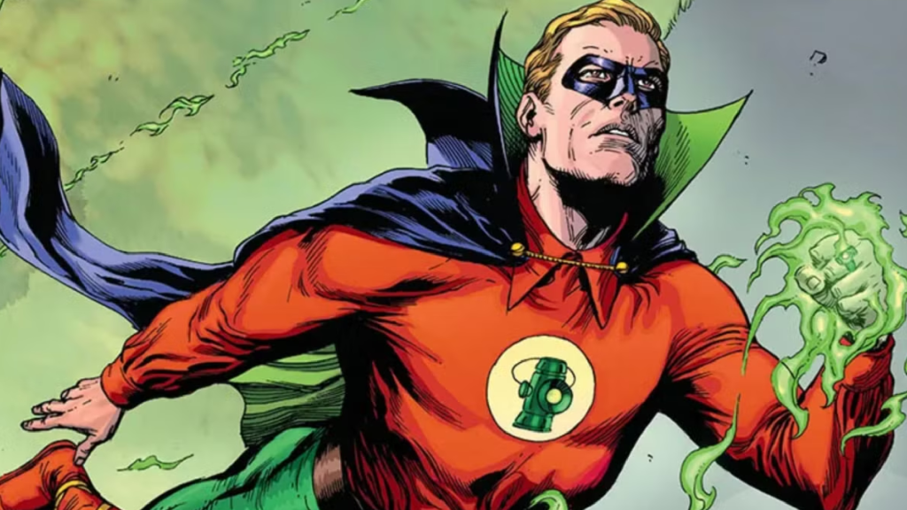 Alan Scott as Green Lantern in flight in DC Comics
