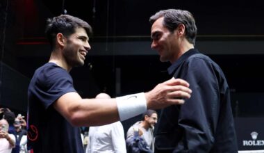 Carlos Alcaraz and Roger Federer at the 2024 Laver Cup.