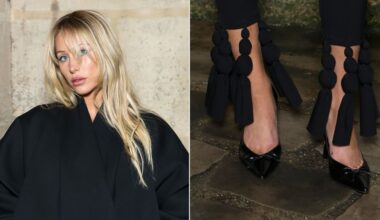 Alix Earle attends the Jacquemus Menswear Fall/Winter 2026-2027 show as part of Paris Fashion Week on Sunday, wearing the brand's Tourni pumps.