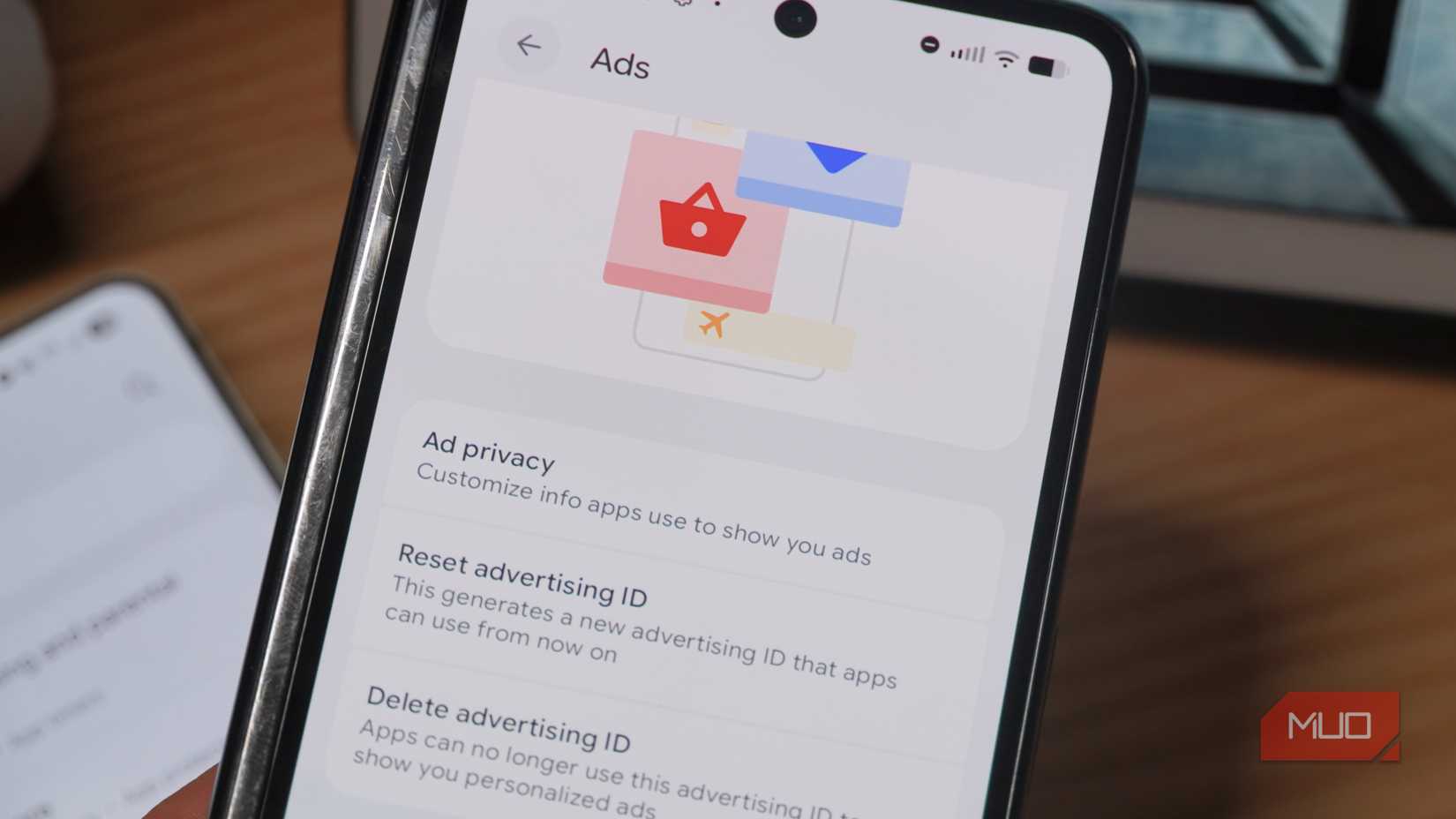 Ad privacy settings on Android 16 on a Google Pixel Fold.