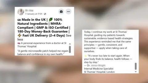 Facebook A screen grab of a Facebook caption which describes the personal experience of one of the doctors at the trust, and explains how weight loss patches helped him to lose weight 