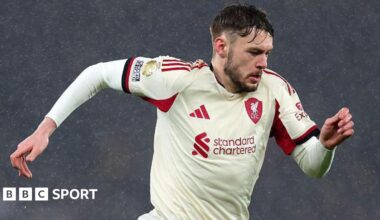 Conor Bradley running while playing for Liverpool