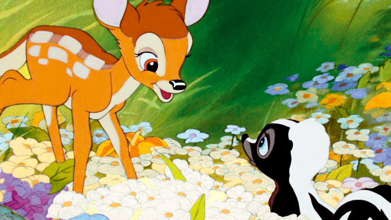 Bambi and Flower meet in Bambi
