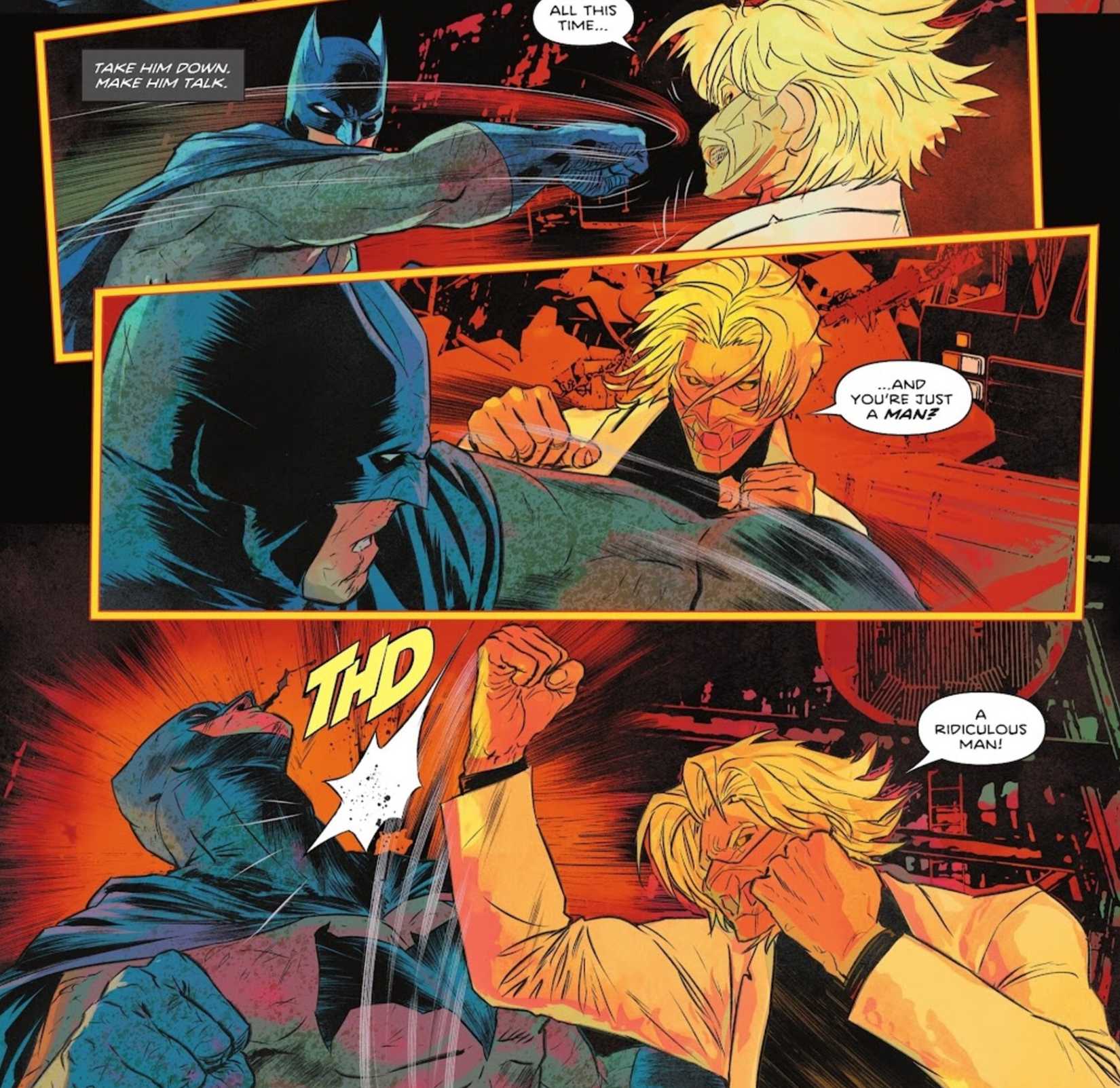 batman fights the lion