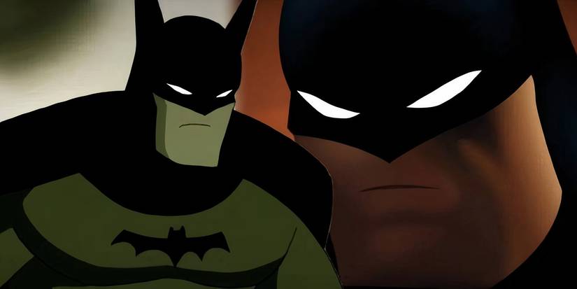 Batman in Caped Crusader over an image of Batman in the animated series