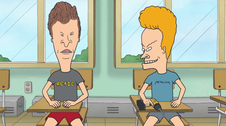 Beavis and Butt-head in their usual seats at the back of the classroom