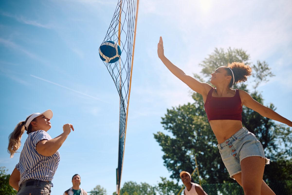 Volleyballers in action