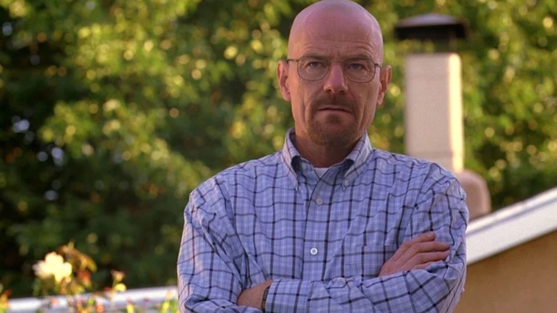 Walter White (Bryan Cranston) stood with his arms crossed in Breaking Bad