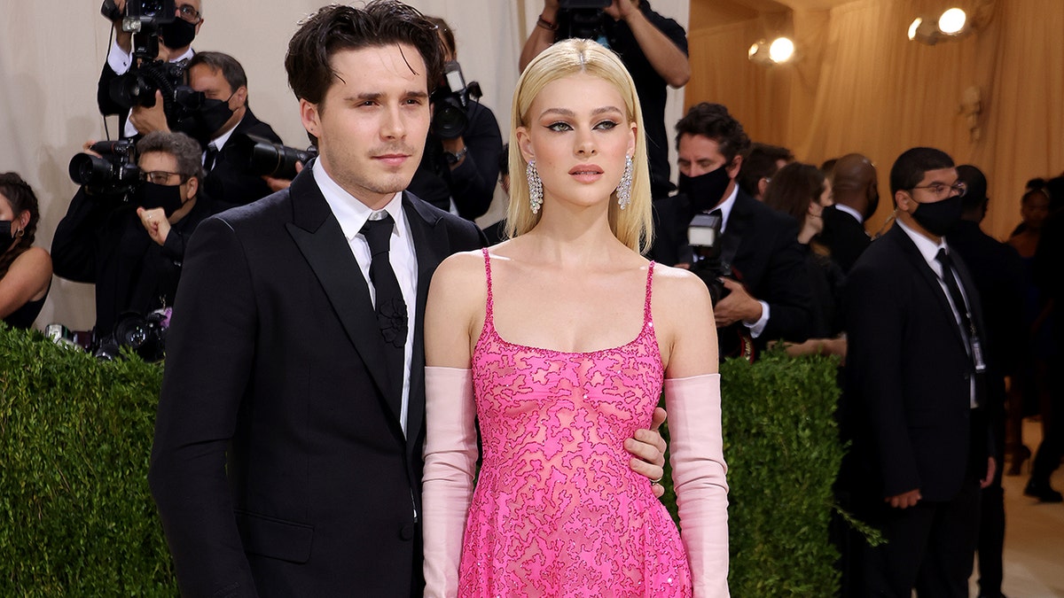 Brooklyn Beckham and Nicola Peltz Beckham at the Met Gala in May 2021.