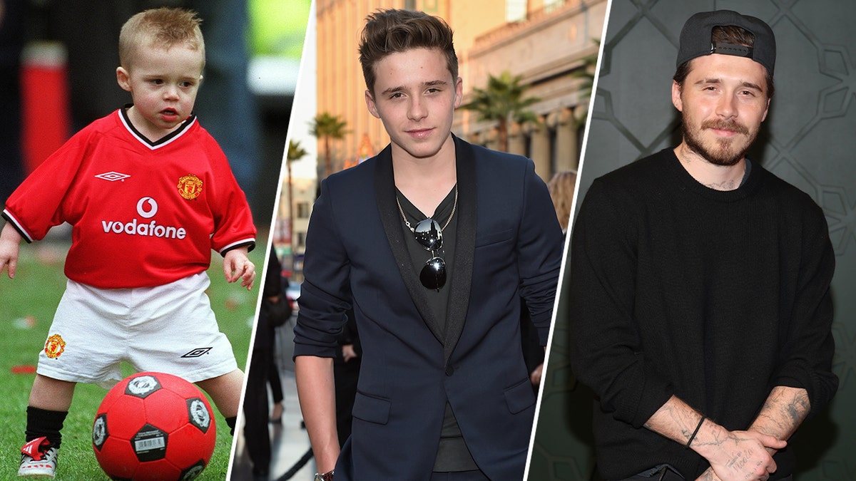 A three-way split of Brooklyn Beckham throughout the years.