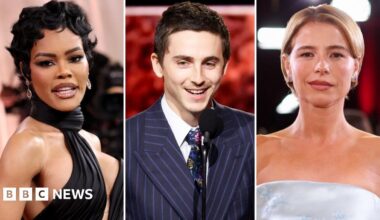 A composite image showing possible Oscar nominees (left to right) Teyana Taylor, Timothée Chalamet and Jessie Buckley