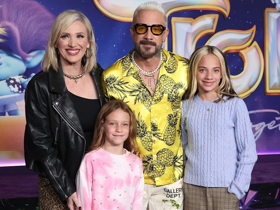 John Salangsang/Shutterstock AJ McLean, Rochelle DeAnna McLean, Elliot McLean, and Lyric McLean at the 'Trolls: Band Together' Special Screening on November 15, 2023 in Los Angeles, CA.