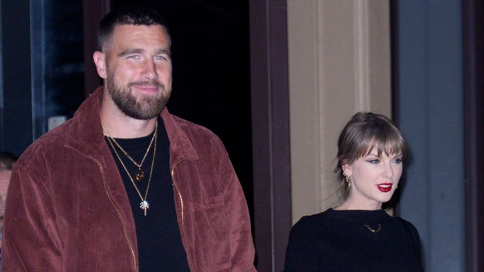 NEW YORK, NY - NOVEMBER 7: Travis Kelce and Taylor Swift are seen on November 7, 2025 in New York City.  (Photo by XNY/Star Max/GC Images)