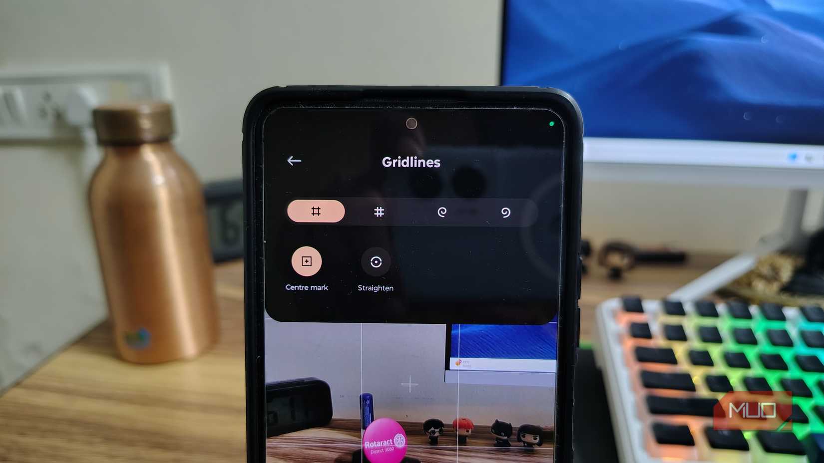 Center mark and grid lines in camera settings.