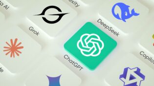 Chatbot app logos including ChatGPT, DeepSeek, Grok, and Copilot