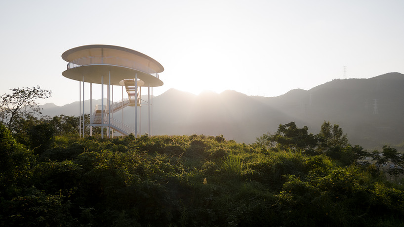 ovoid landscape tower by gad hovers above chongqing mingyue lake in china