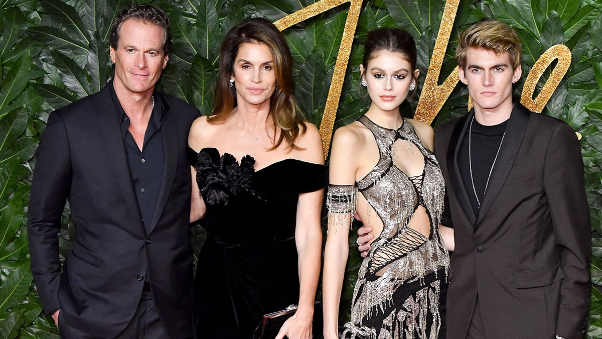 Rande Gerber, Cindy Crawford, Kaia Gerber and Presley Gerber in 2018