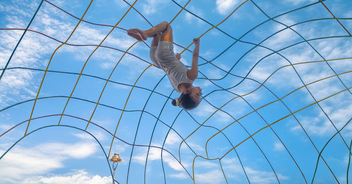 reclaimed materials sculpt textured children’s play park in india
