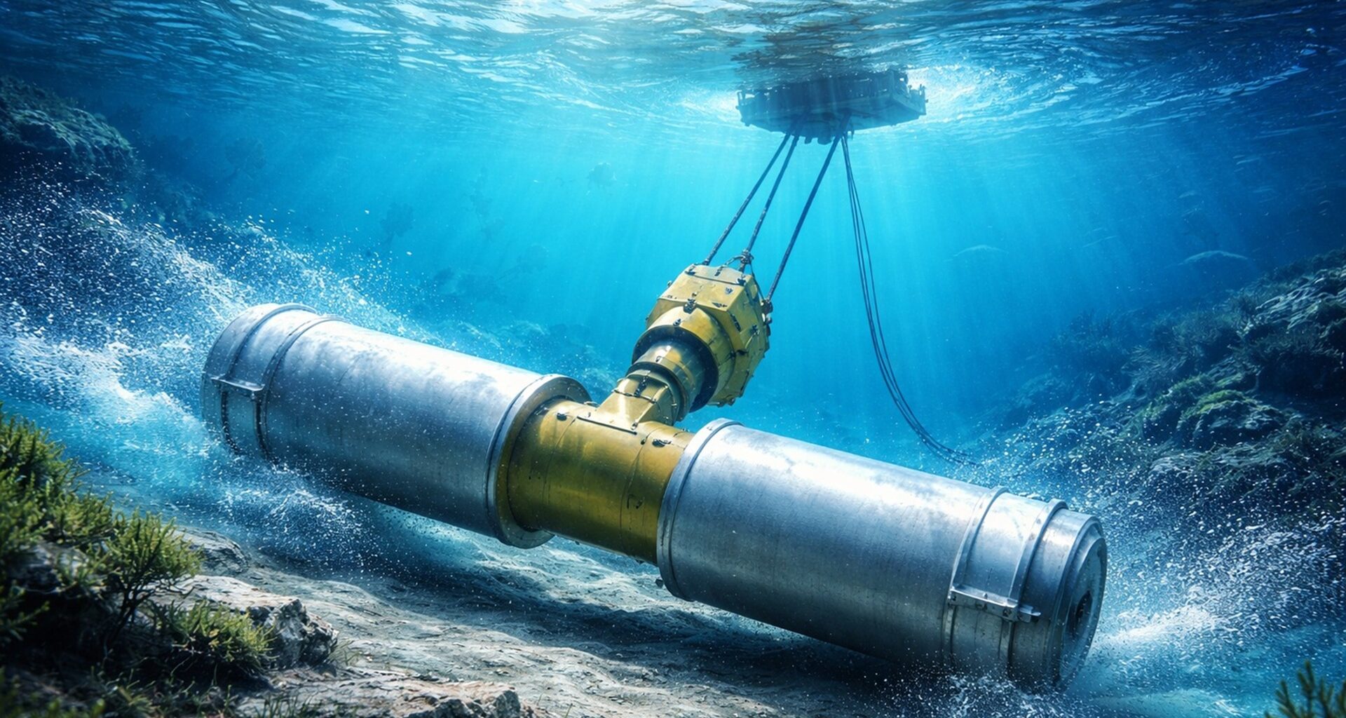 A system with a submerged cylinder converts vibrations from ocean currents into electrical energy, achieving 15% efficiency in laboratory tests.
