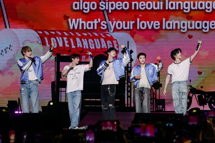 K-pop boy band Tomorrow X Together (TXT) performs  at Galaxy Arena, the largest indoor concert venue in Macau, in May 2025. As K-pop concerts in mainland China remain restricted due to the unofficial 'hallyu ban,' performances have increasingly been concentrated in Hong Kong and Macau. Courtesy of BigHit Music