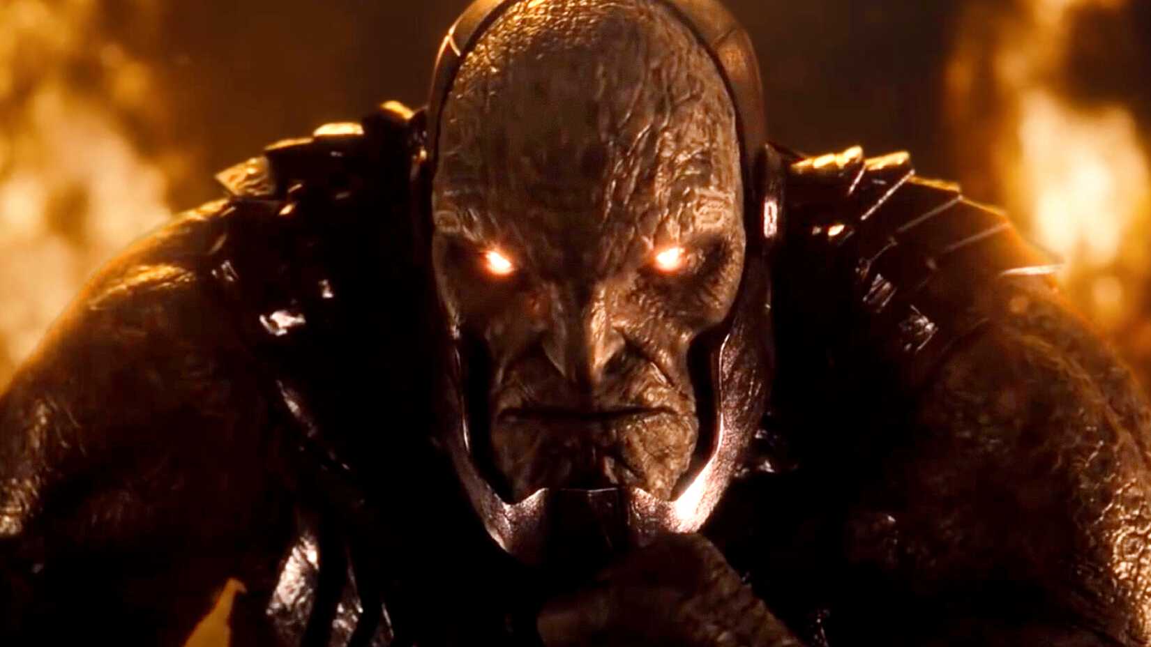 Darkseid sits and looks straight to the camera in Zack Snyder's Justice League cut