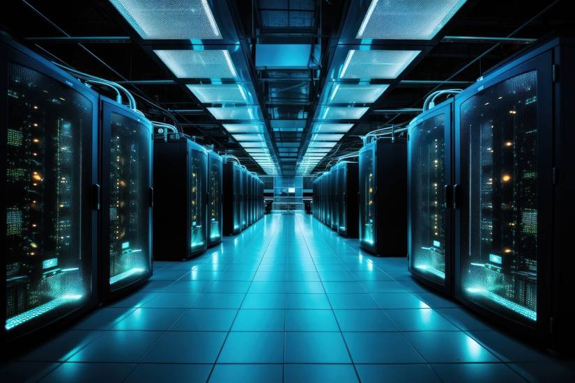 Illuminated futuristic computer server