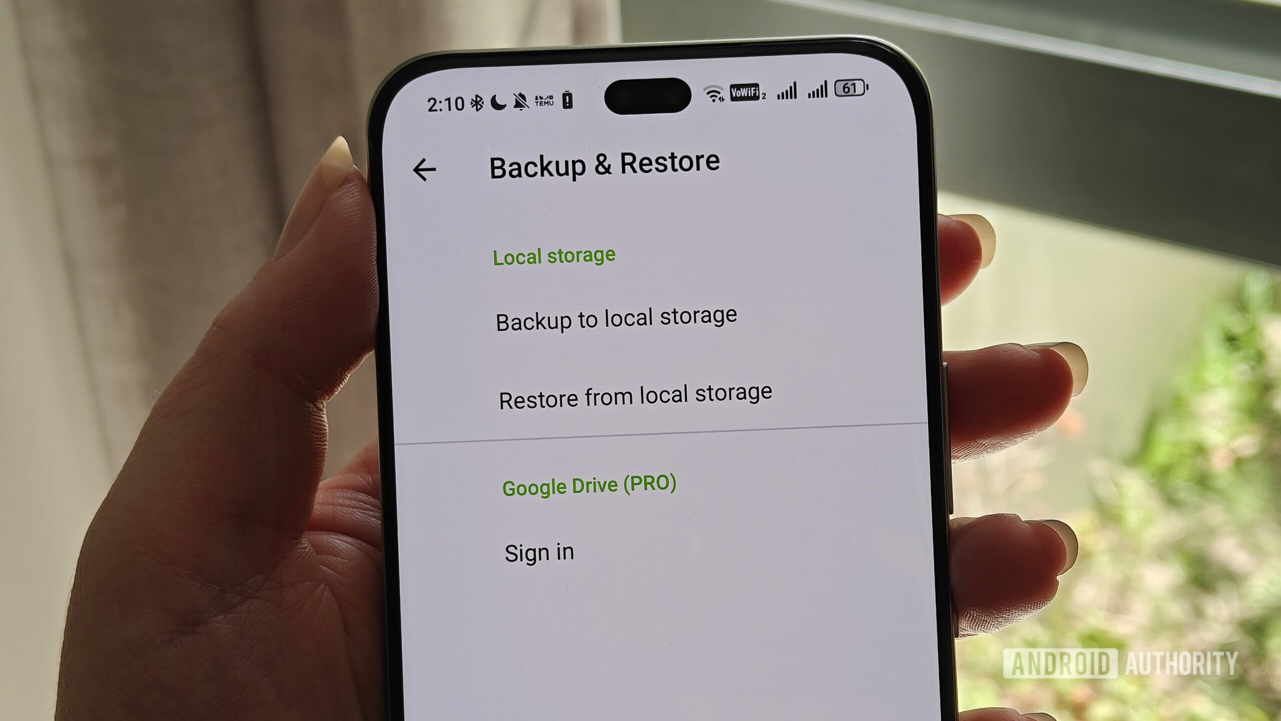 export option in subby app