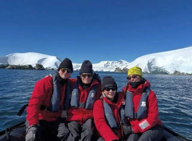 Instagram/Michael Douglas Catherine Zeta-Jones with daughter Carys and son Dylan and husband Michael Douglas in Antarctica