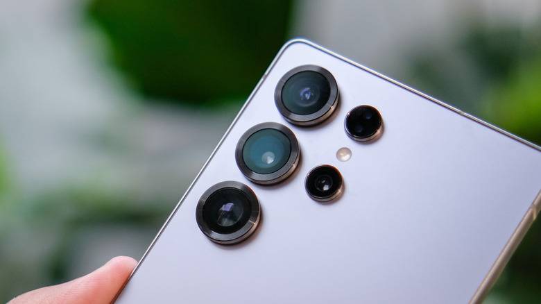 A close-up of the Galaxy S25 Ultra camera flash/flashlight.