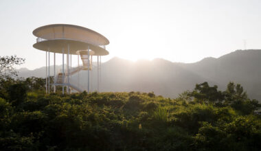 ovoid landscape tower by gad hovers above chongqing mingyue lake in china